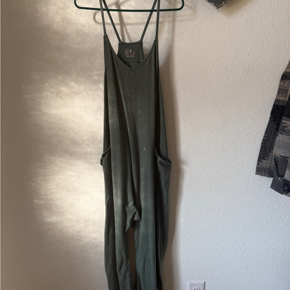 Free People FP Movement Hot Shot Jumpsuit Green Washed Look Women Size s